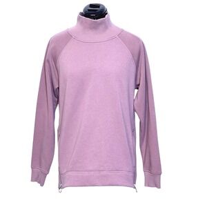 Athleta Sweatshirt Womens Small Pink Funnel Neck‎ Fleece Lined Pullover Cozy